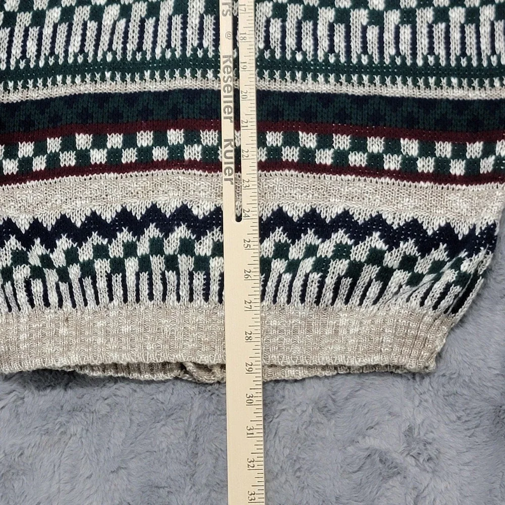 Vintage New Era Cardigan Sweater Mens XL (Fits L) Fair Isle Acrylic Knit Grandpa